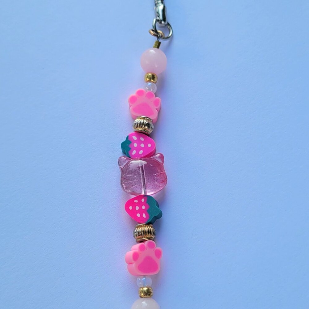 Pink Cat Keychain - Handmade - Picture 5 of 8